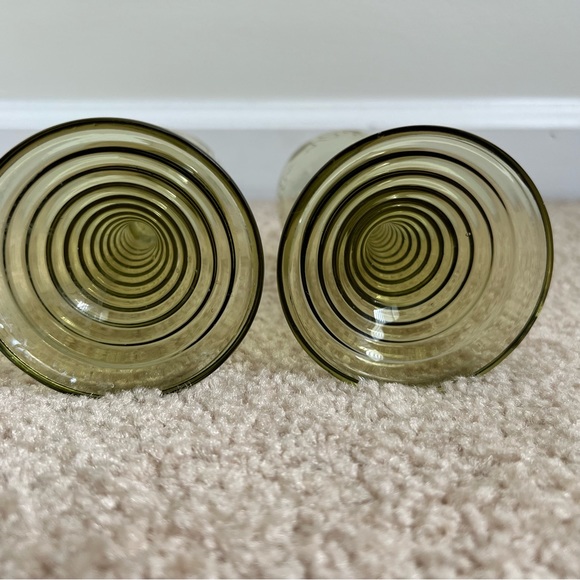 Vintage Etched Crystal German Roemer Wine Glasses, Olive Green - Picture 2 of 10